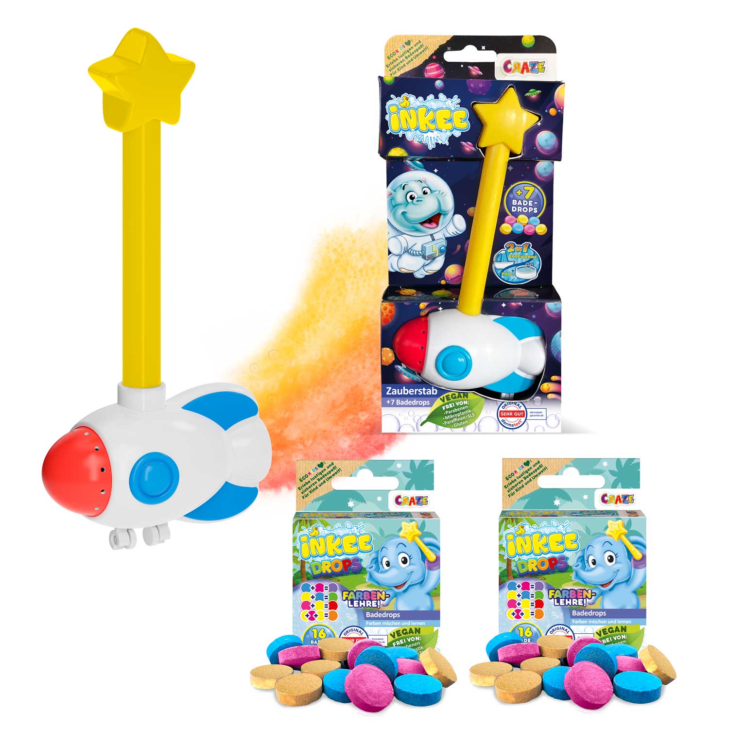 INKEE - Magic Wand Rocket Set with Bath Drops