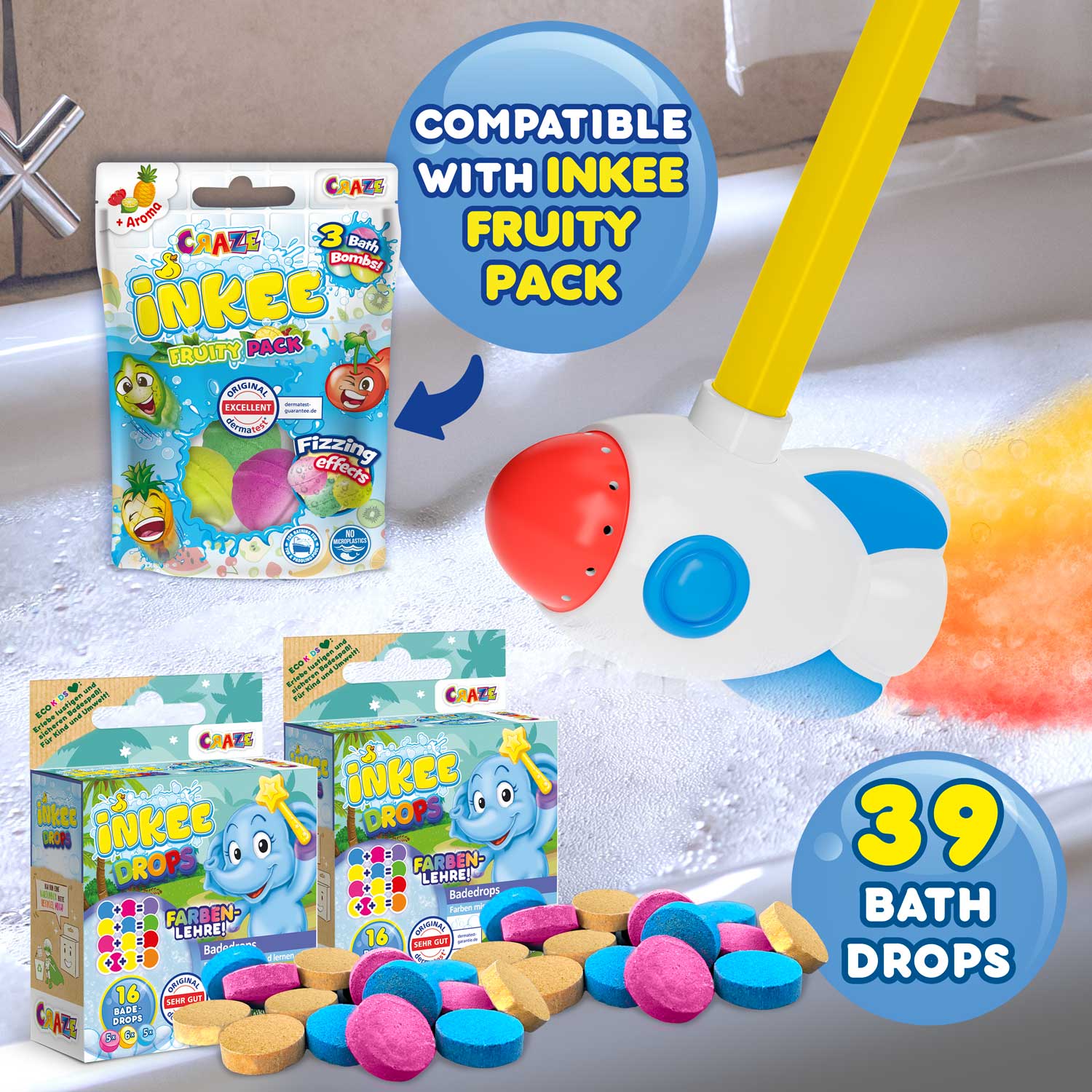 INKEE - Zauberstab Rakete-Set mit Badedrops