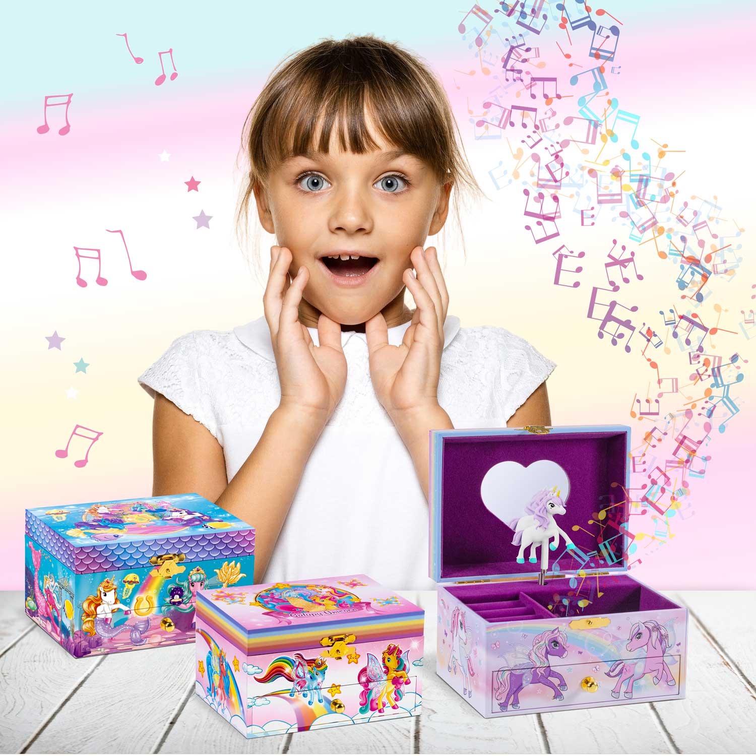Unicorn children's jewelry box with music box