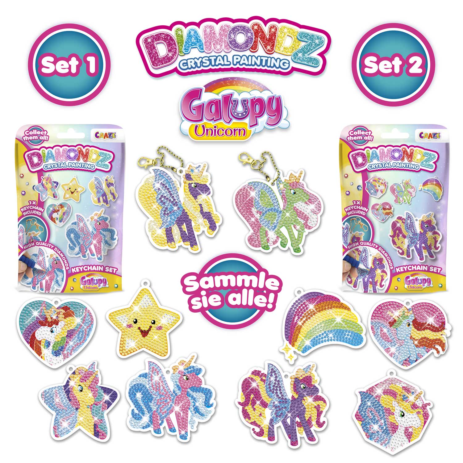 DIAMONDZ - GALUPY UNICORN Keychain Set