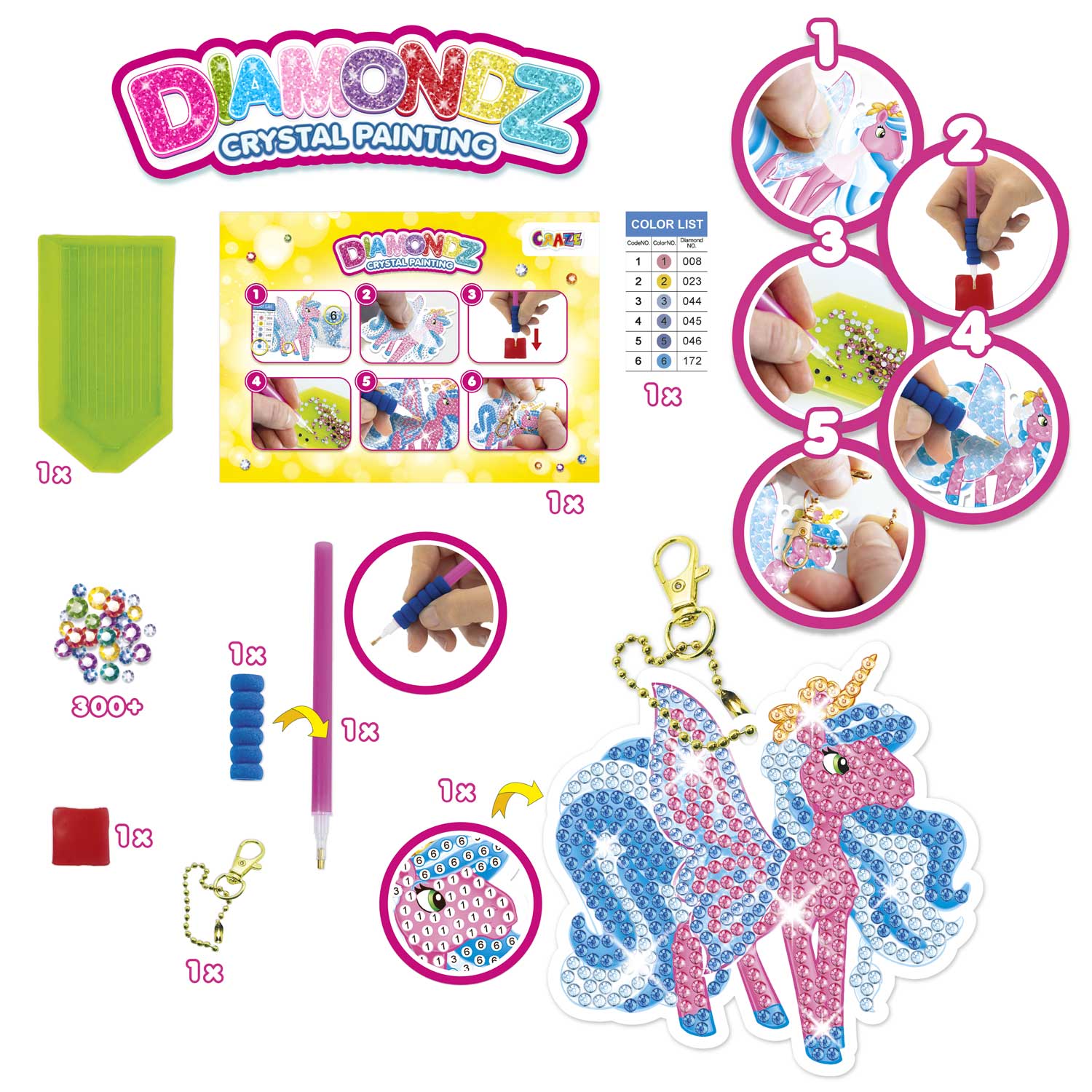 DIAMONDZ - GALUPY UNICORN Keychain Set