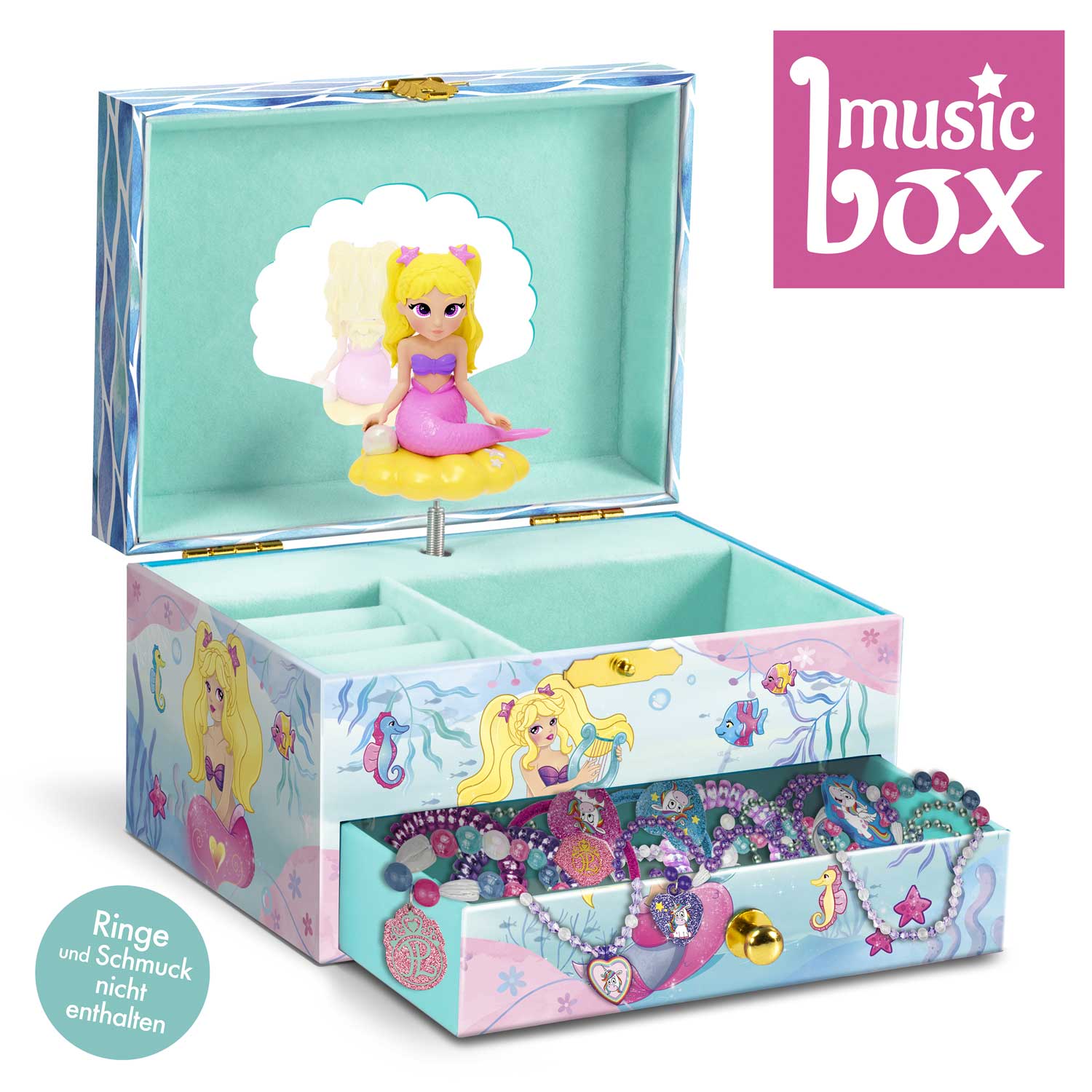 Mermaid children's jewelry box with music box