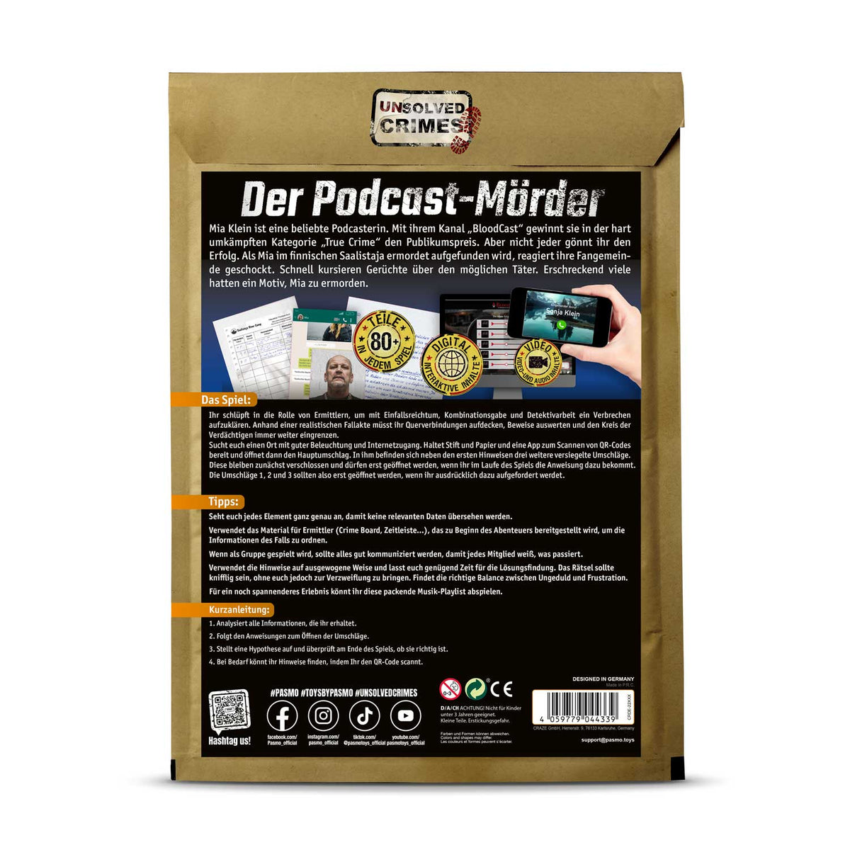 UNSOLVED CRIMES – Der Podcast Mörder | Realistisches True Crime Krimispiel & Detektivspiel für Zuhause