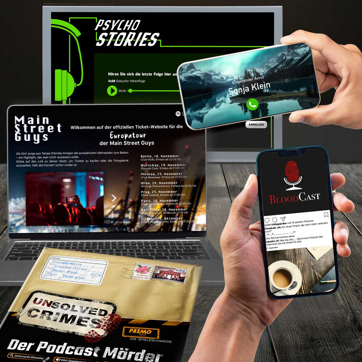 UNSOLVED CRIMES – Der Podcast Mörder | Realistisches True Crime Krimispiel & Detektivspiel für Zuhause