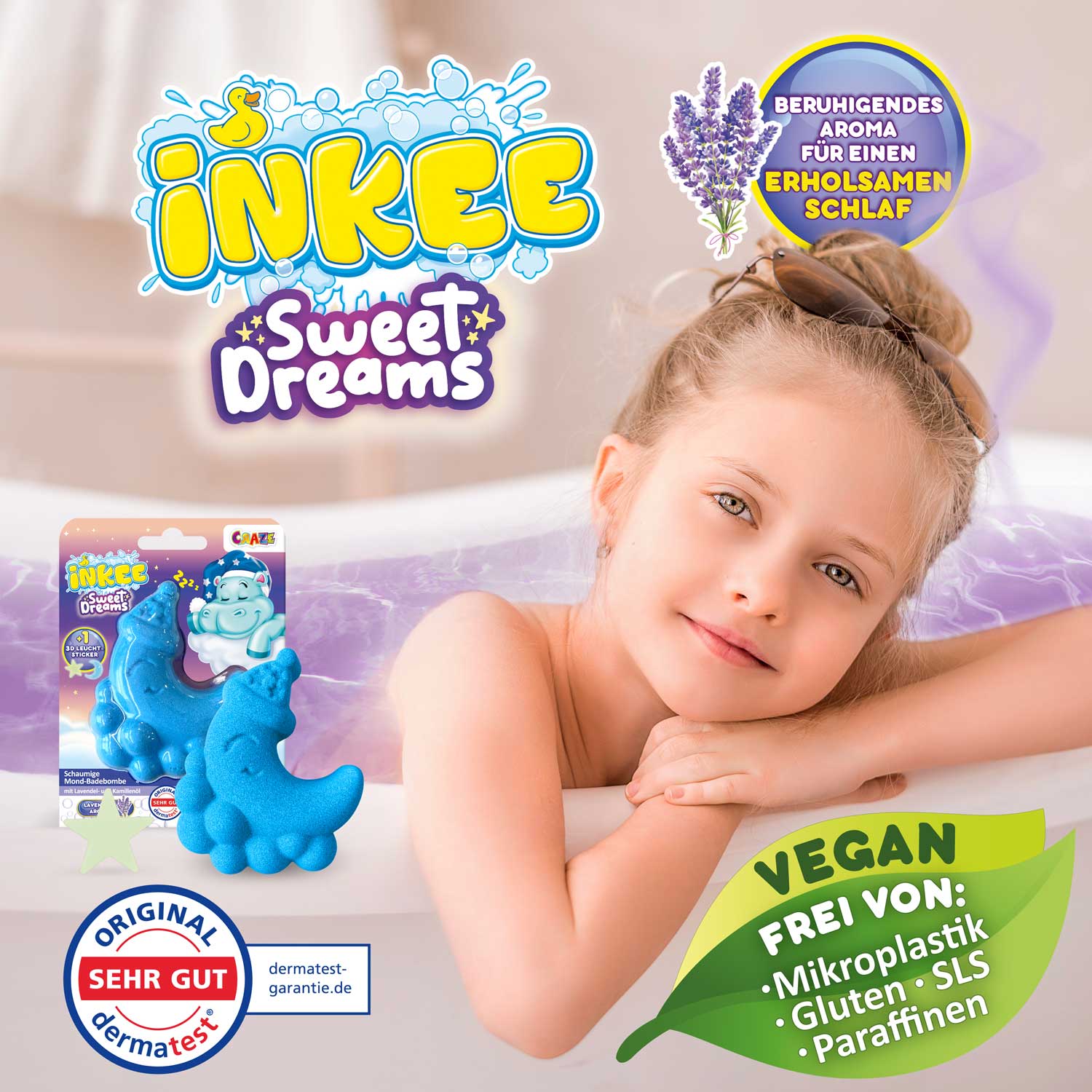 INKEE Moon Badebomben Set – 8 Stück, Mit Lavendelduft, Überraschung Innen, Für Kinder, TÜV-geprüft
