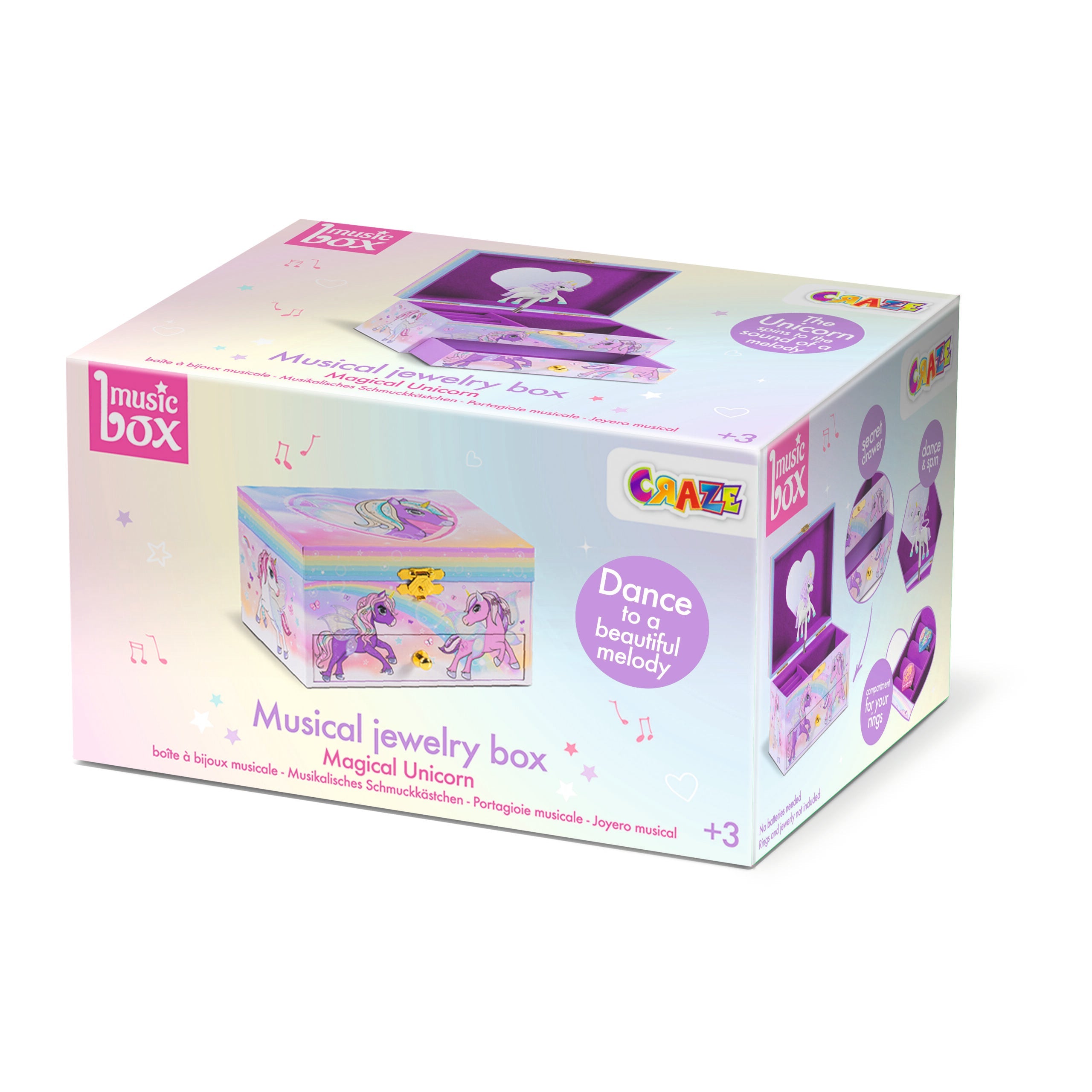 Unicorn children's jewelry box with music box – CRAZE TOYS