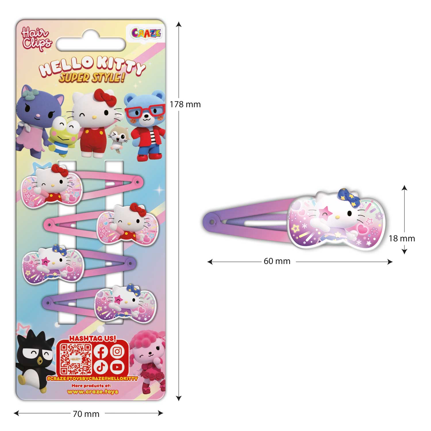 HAIR - Clips Hello Kitty (Haarspangen)