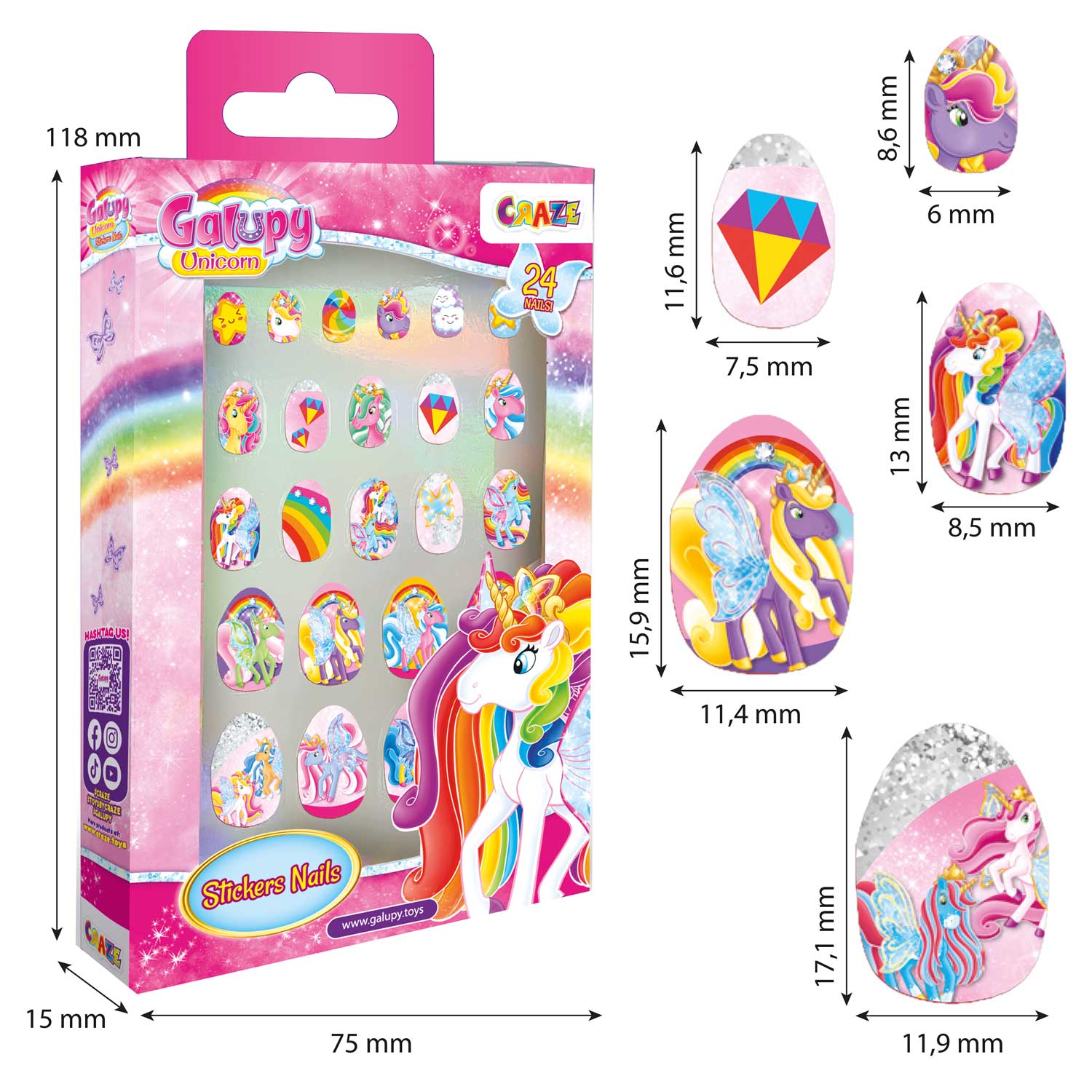 ACCESSORY - Nagelfolien Galupy Unicorn
