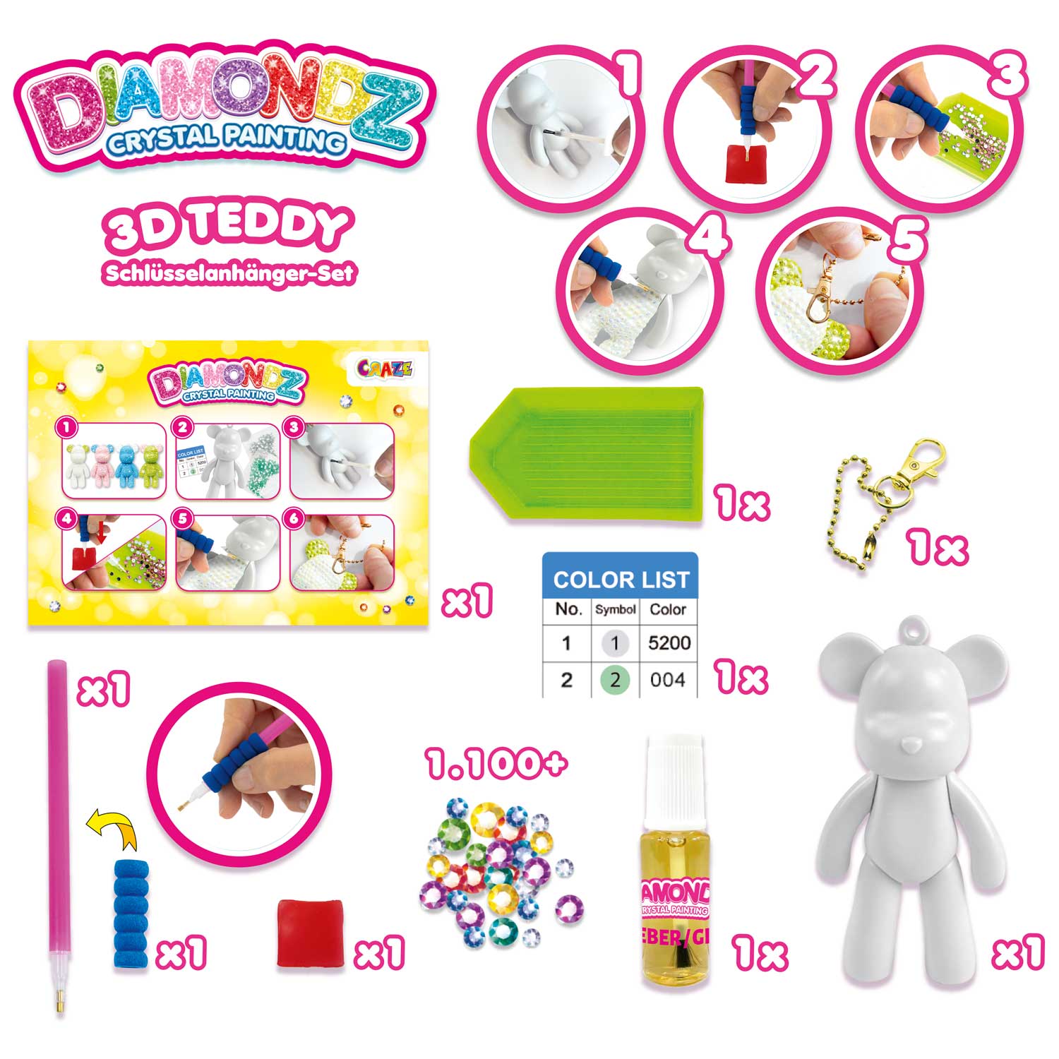 DIAMONDZ - Schlüsselanhänger Set Teddybär