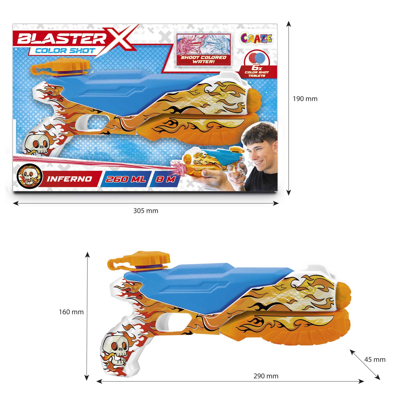 BLASTER-X - Wasserpistolen Medium (gemischt) – CRAZE TOYS