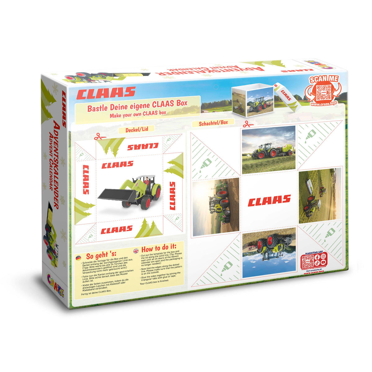 CLAAS Adventskalender – Bauernhof-Spielset mit Traktor & 24 Überraschungen.