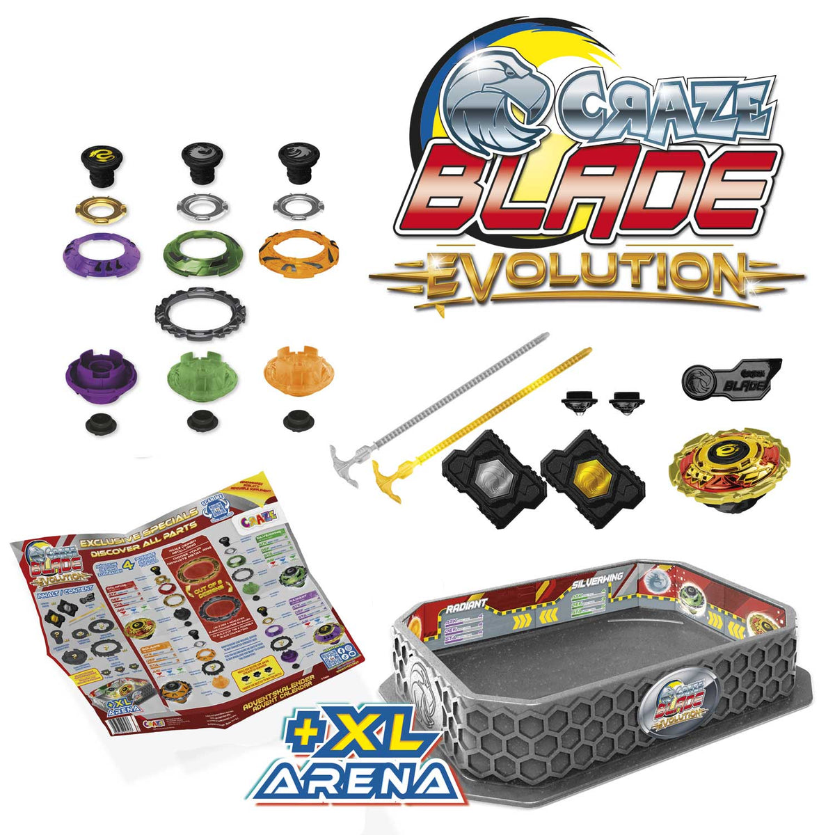 CRAZE BLADE Adventskalender – Kampfkreisel mit XL Battle Arena, 2 Startern & 24 Überraschungen, ab 8 Jahren