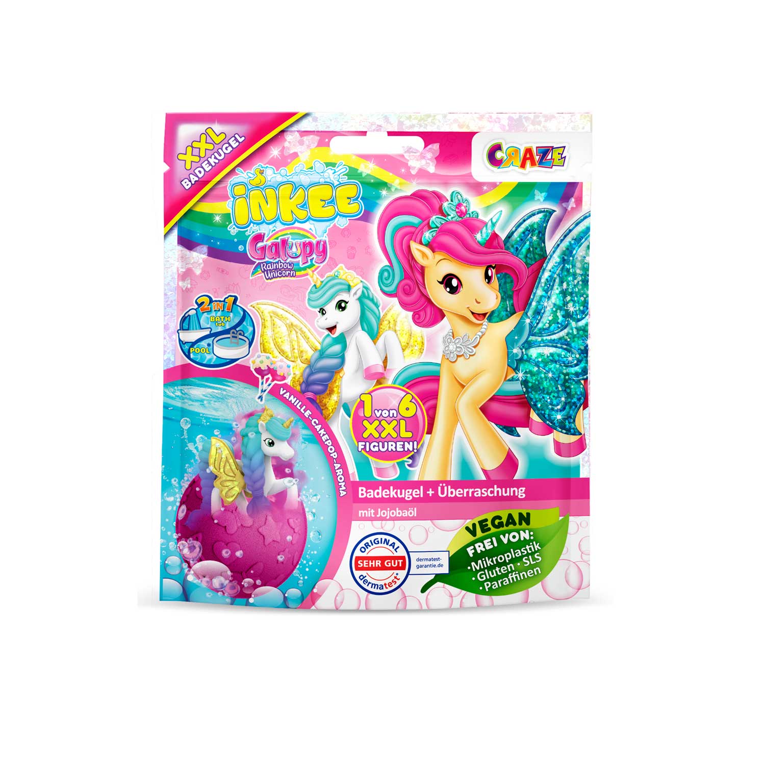 INKEE - GALUPY RAINBOW UNICORN Überraschungs-Badekugel XXL