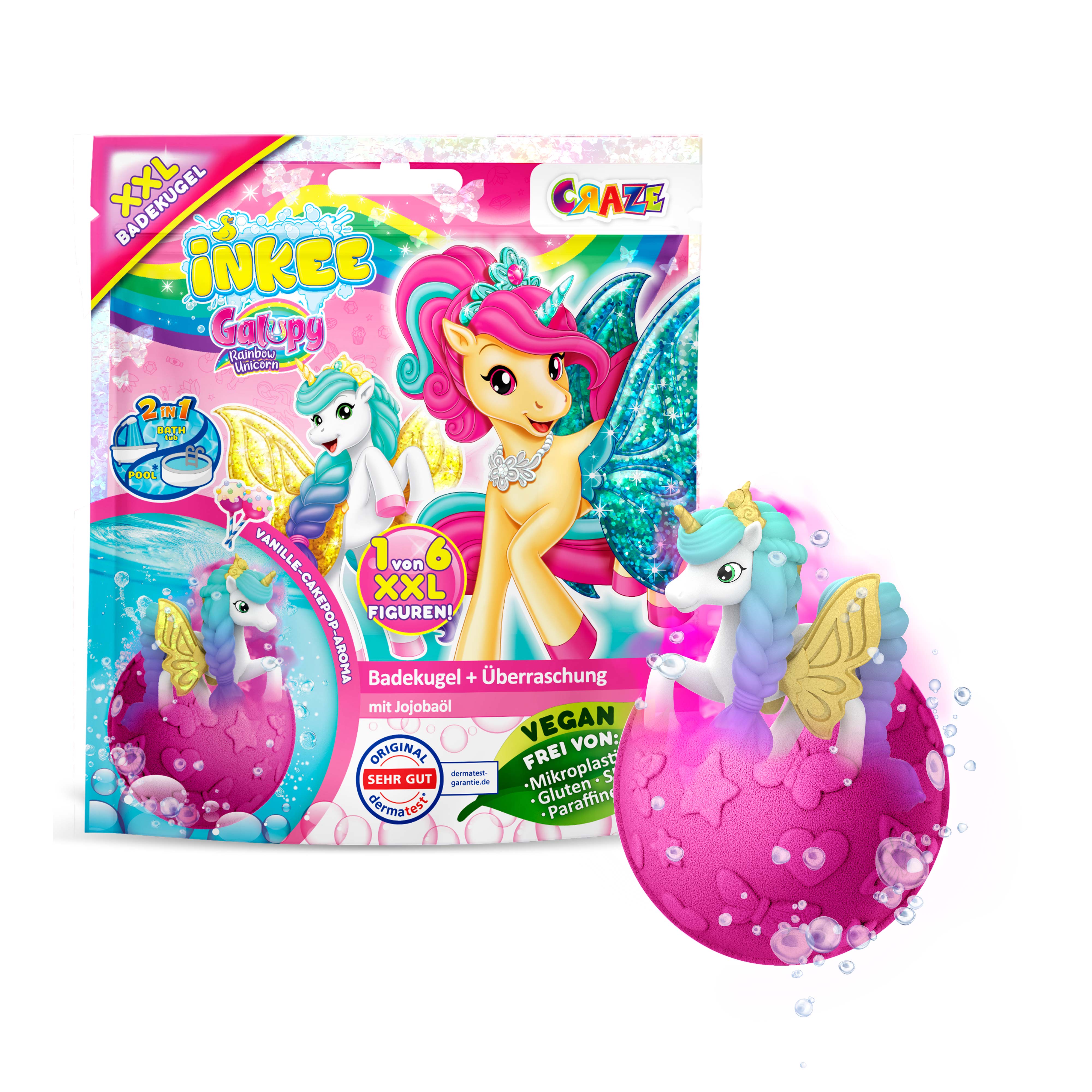 INKEE - GALUPY RAINBOW UNICORN Überraschungs-Badekugel XXL
