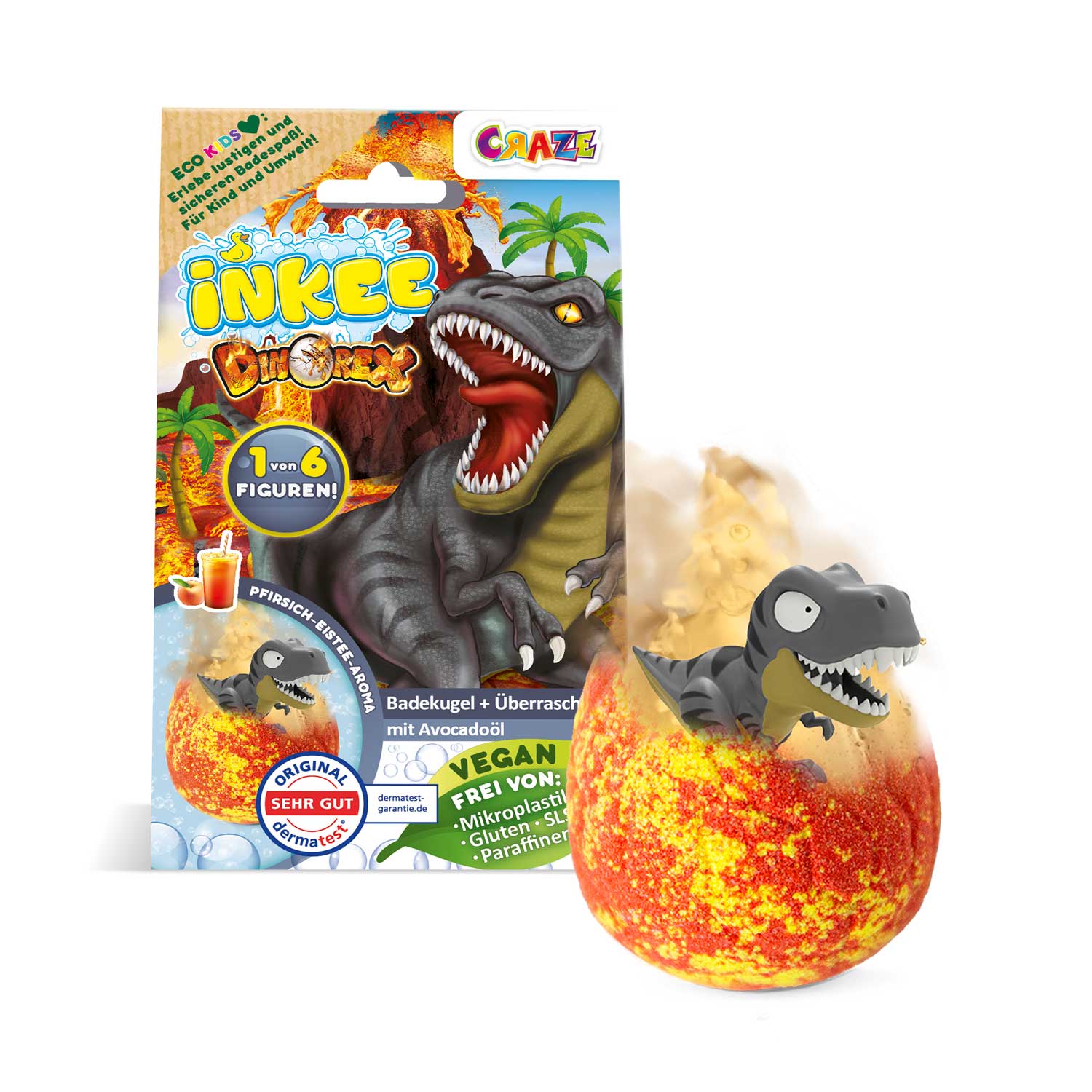 INKEE - Dino Überraschungs-Badekugel