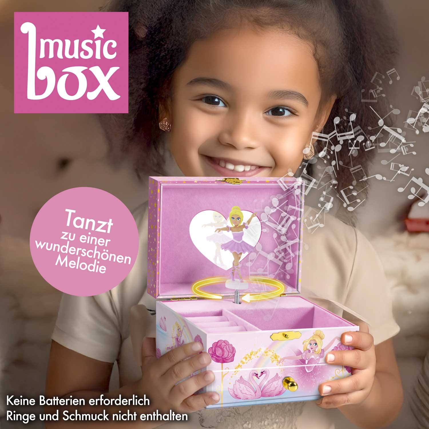 Ballerina children's jewelry box with music box