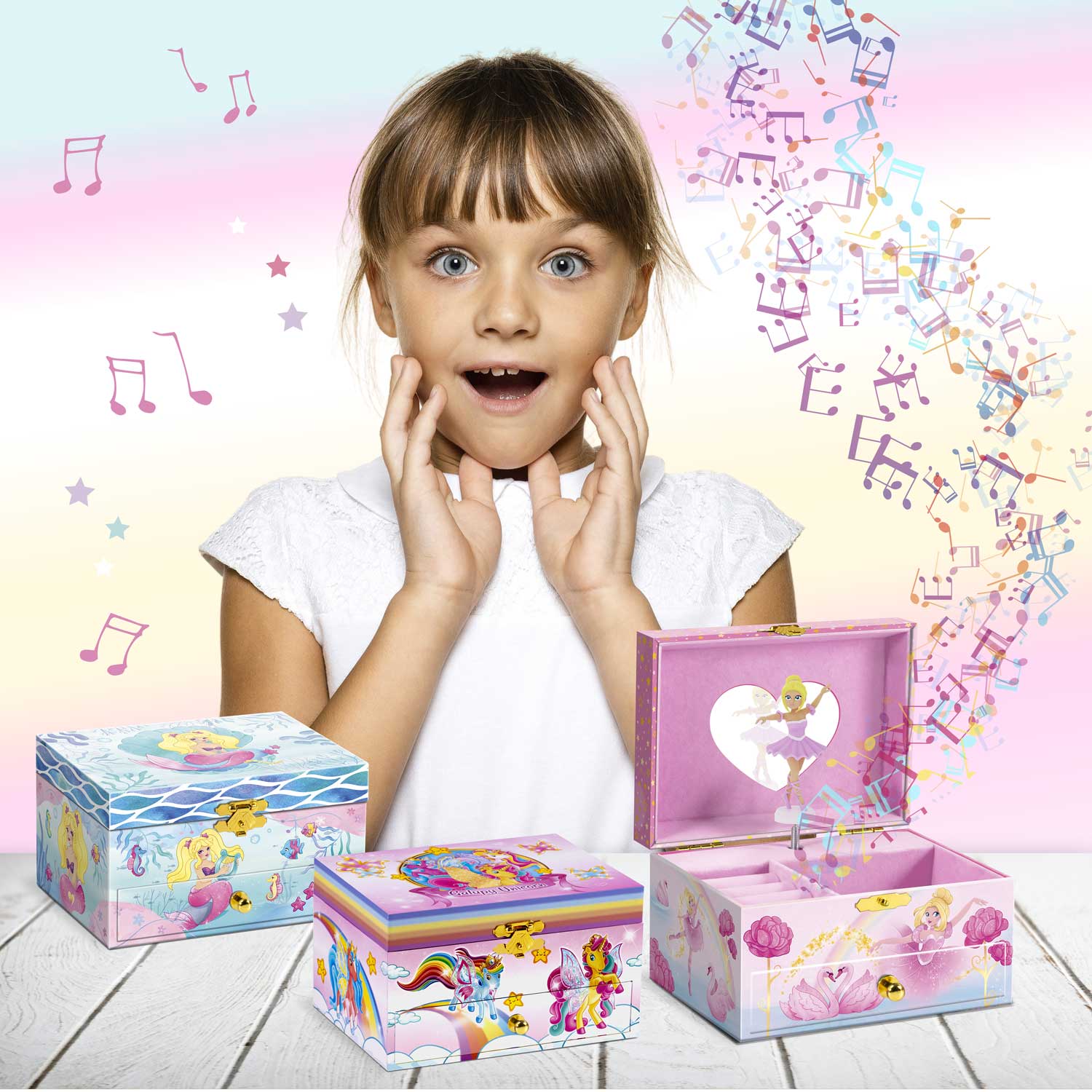 Ballerina children's jewelry box with music box
