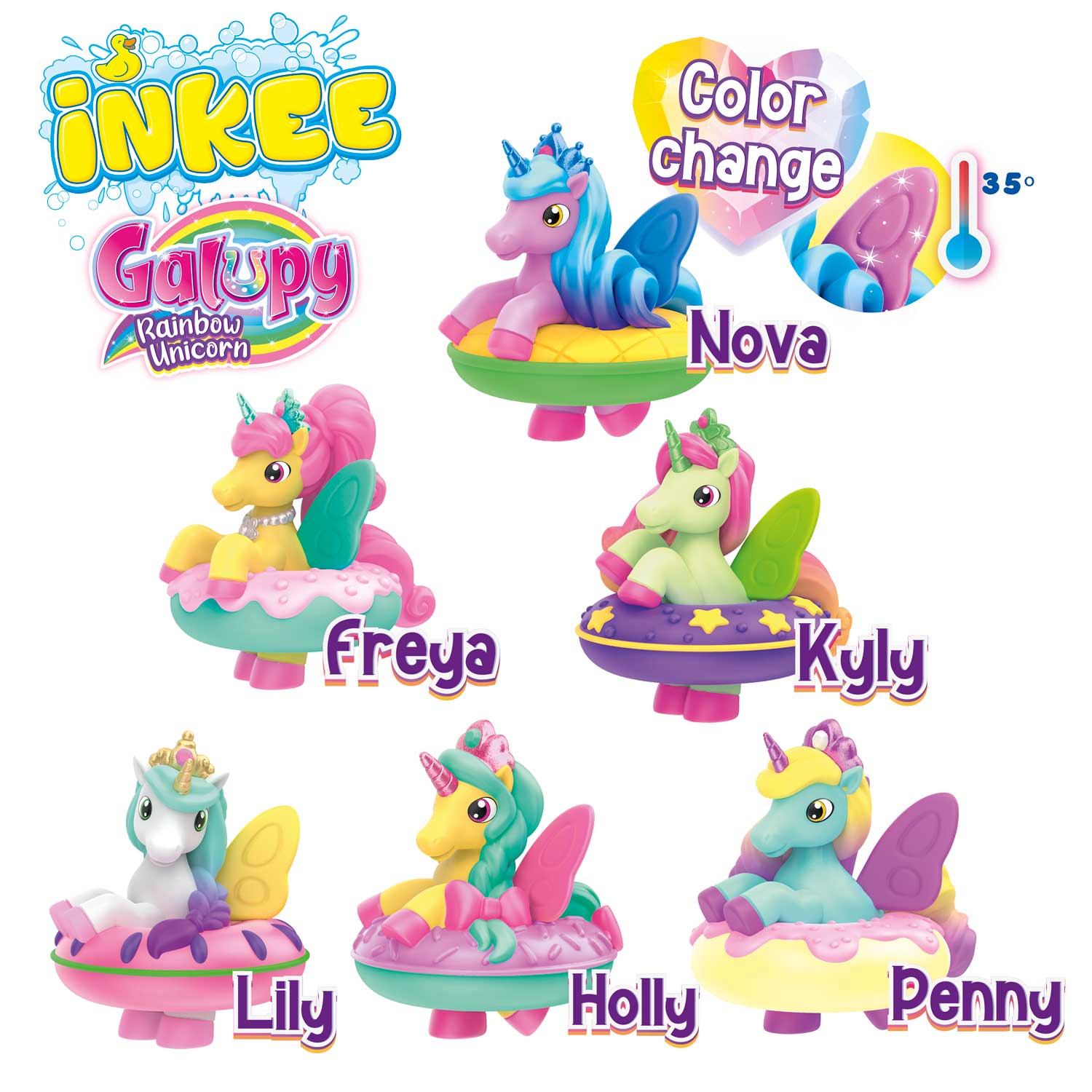 INKEE TOYS - Magic Bath Galupy Rainbow Unicorn Star