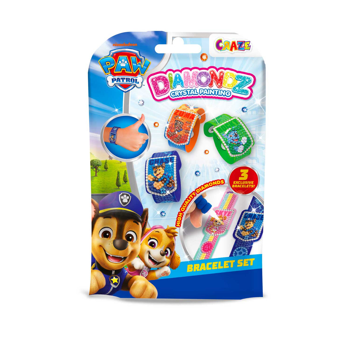 DIAMONDZ PAW PATROL Armband-Set – Kreatives Diamond Painting Schmuck-Bastelset mit 3 Armbändern