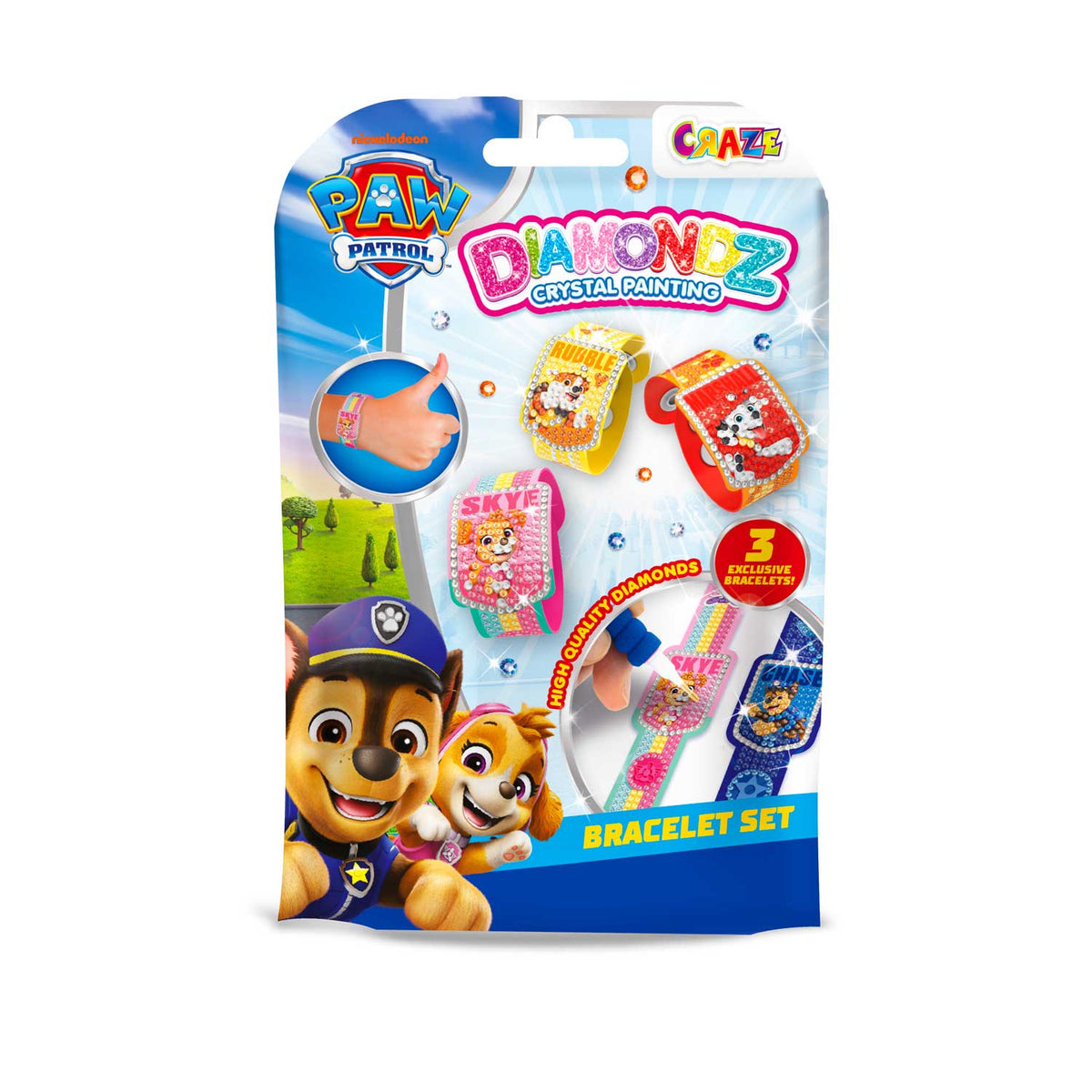 DIAMONDZ PAW PATROL Armband-Set – Kreatives Diamond Painting Schmuck-Bastelset mit 3 Armbändern