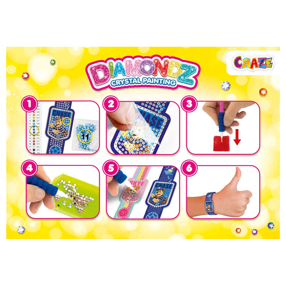 DIAMONDZ PAW PATROL Armband-Set – Kreatives Diamond Painting Schmuck-Bastelset mit 3 Armbändern