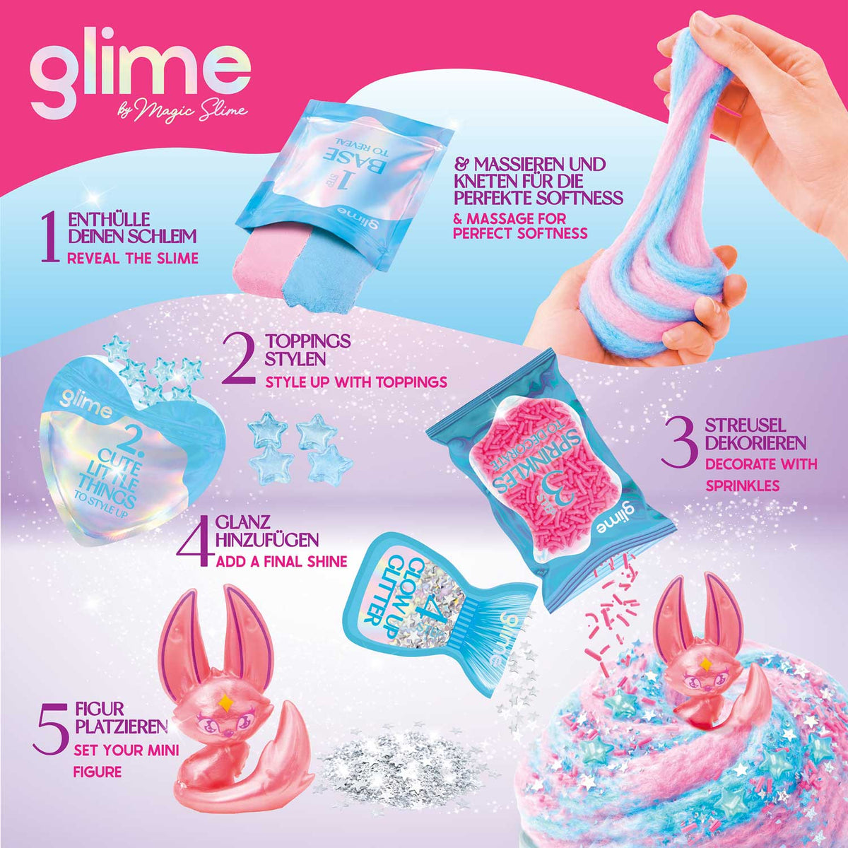 MAGIC SLIME GLIME Starter Pack – Kreatives Slime Set mit trendigen Toppings & Überraschungsfigur