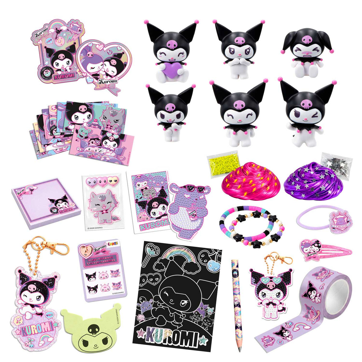 CRAZE Kuromi Adventskalender Kinder – 24 Überraschungen mit 3 Sammelfiguren, Schmuck, Schreibwaren & Magic Slime