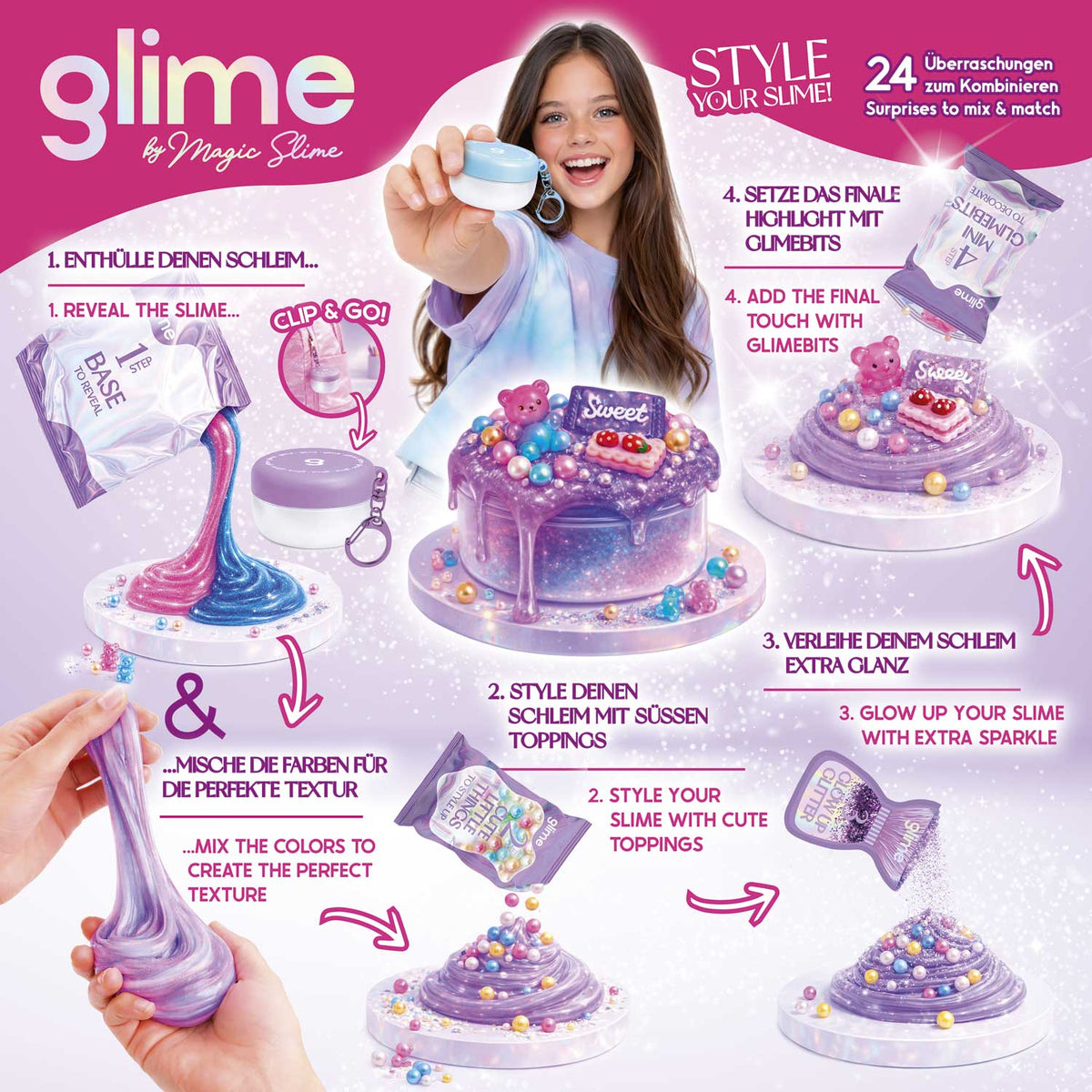 MAGIC SLIME GLIME Adventskalender – 24 Slime Überraschungen mit Toppings & Figuren