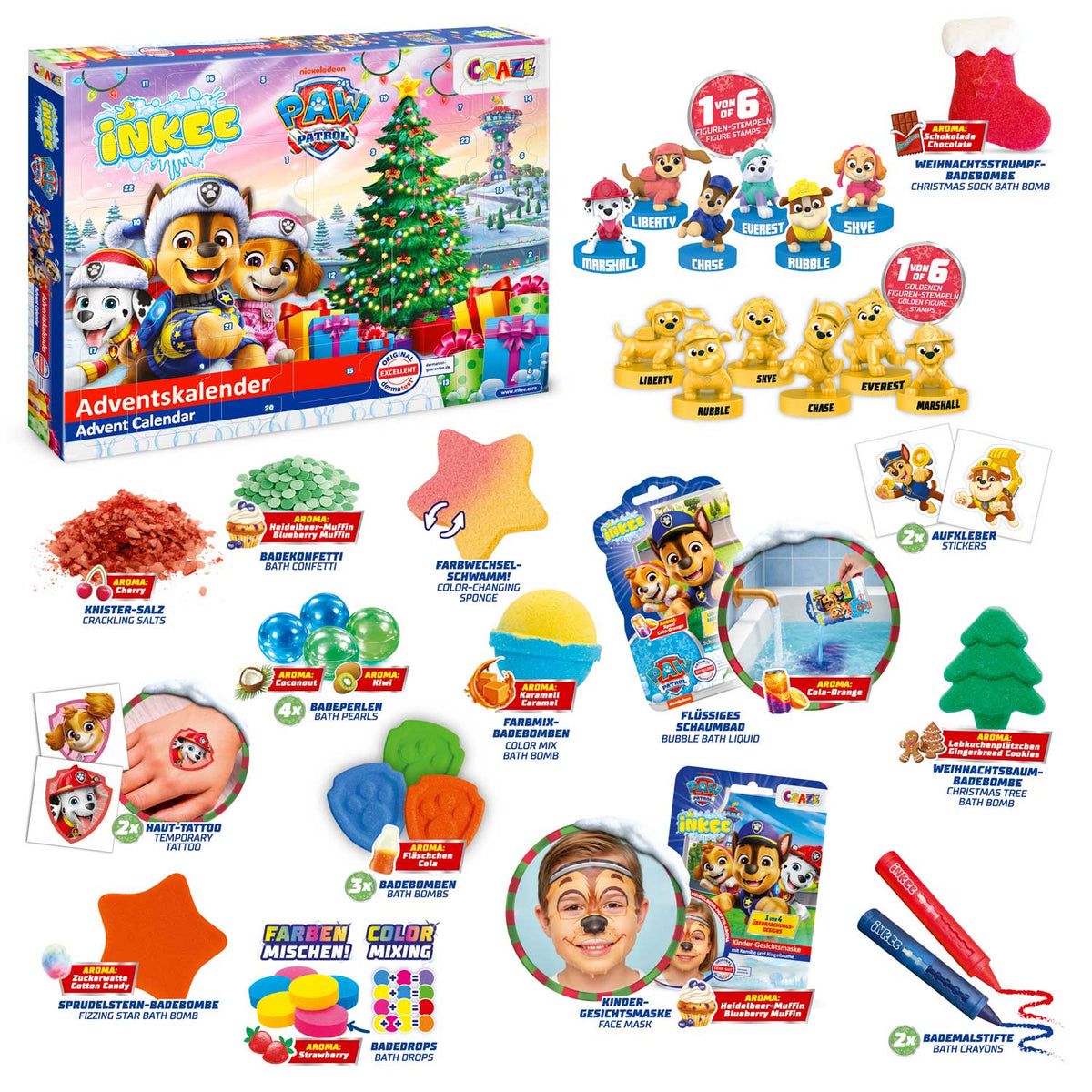 INKEE PAW Patrol Adventskalender – Badespaß & Überraschungen für Kinder ab 3 Jahren.