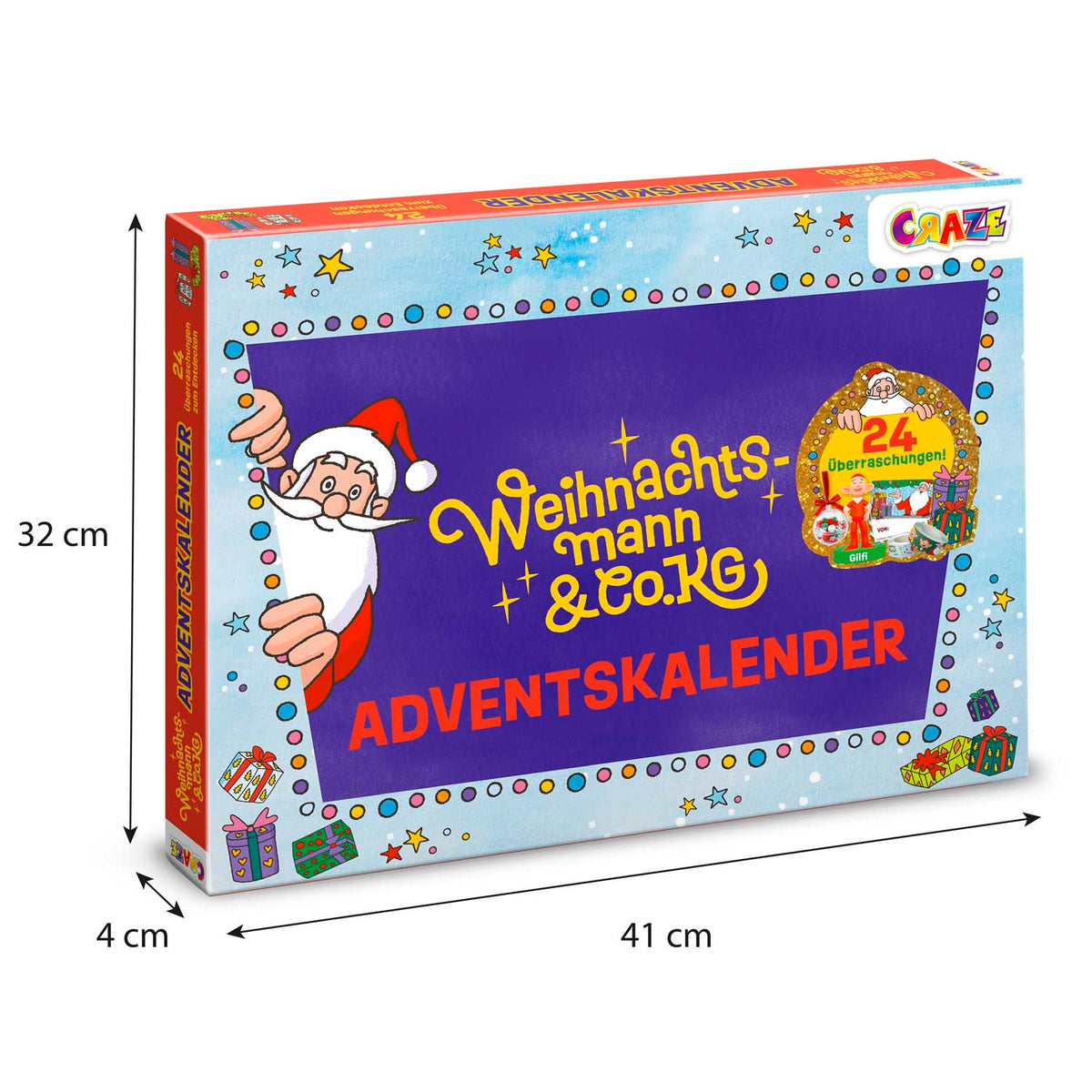 CRAZE Weihnachtsmann Adventskalender – 24 Überraschungen mit Spielzeug & Zubehör.