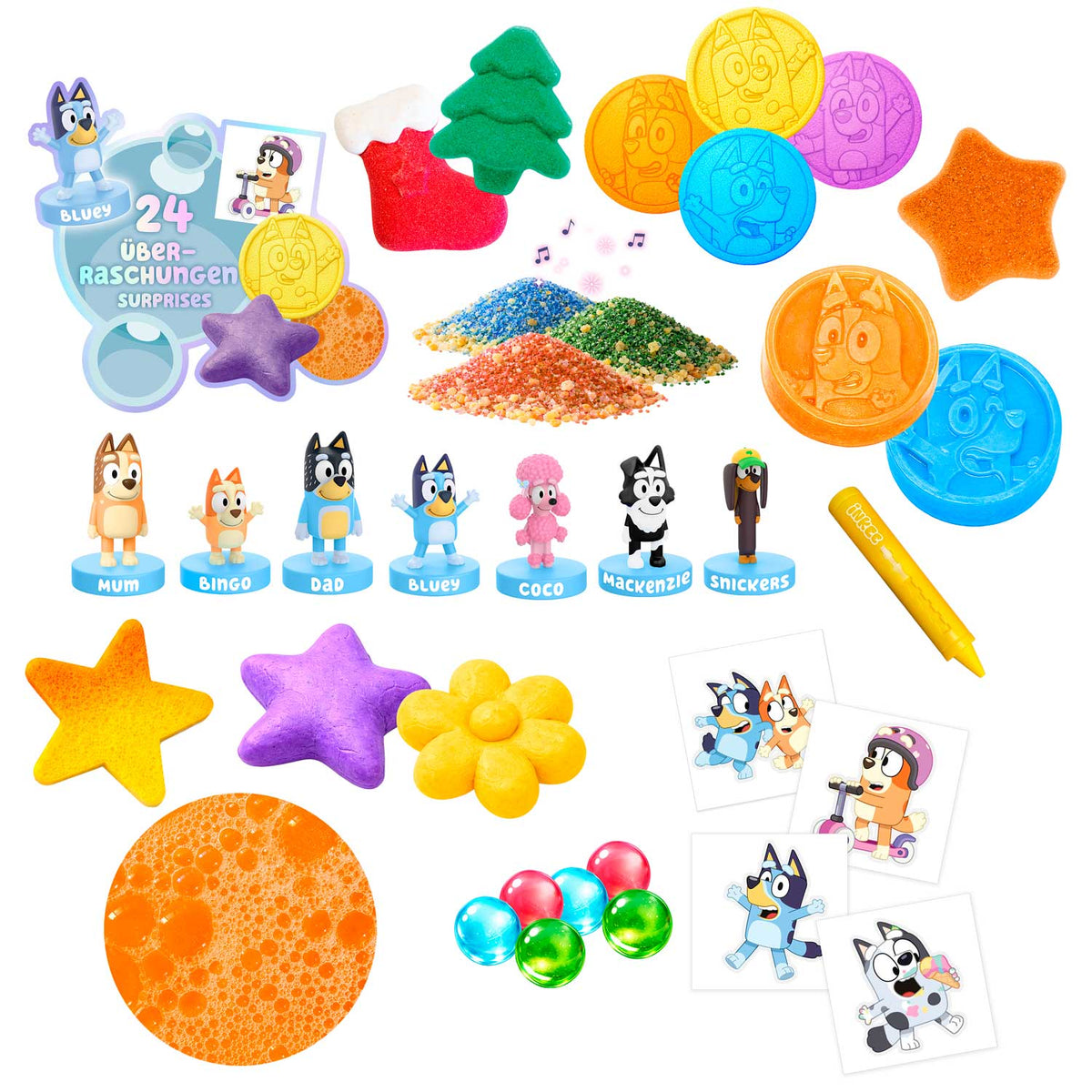 INKEE Bluey Adventskalender – 24 Badeüberraschungen für Kinder