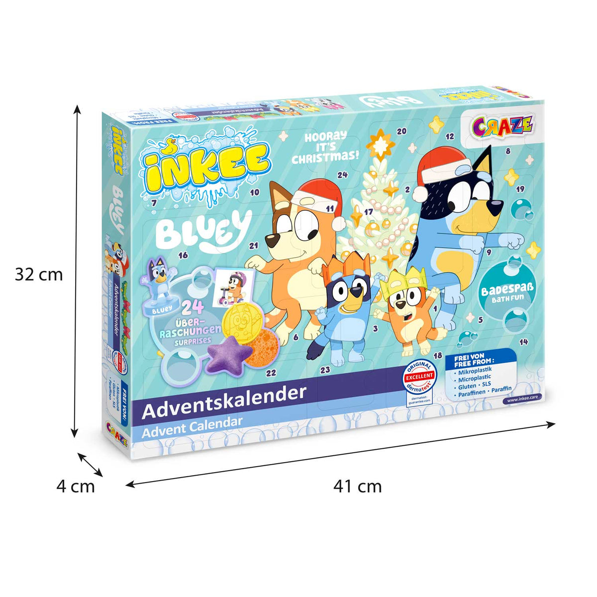 INKEE Bluey Adventskalender – 24 Badeüberraschungen für Kinder