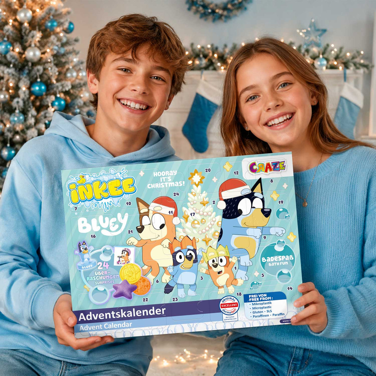 INKEE Bluey Adventskalender – 24 Badeüberraschungen für Kinder