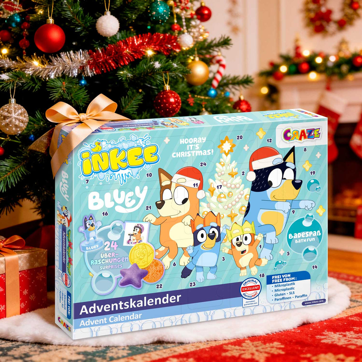 INKEE Bluey Adventskalender – 24 Badeüberraschungen für Kinder